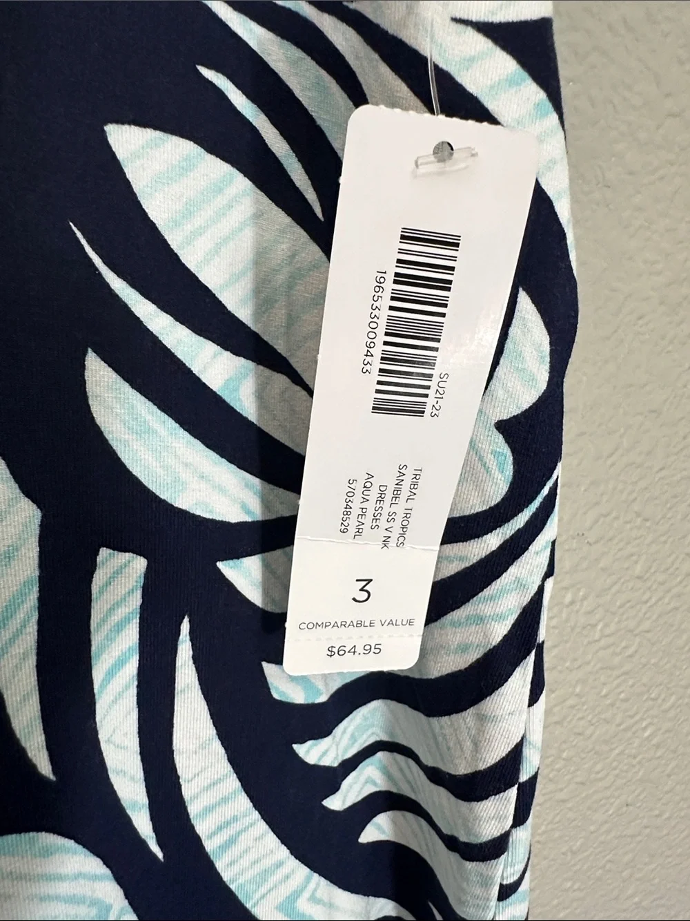 Chico Swimcover  Dress size  3 with adjustable bottom Navy & Light Blue Leaf